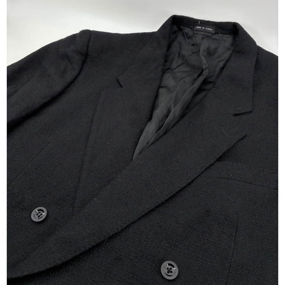 VNTG 80's Louis Raphael Black Double Breasted Wool Alpaca Blend Blazer 44R